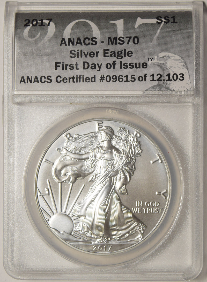 2017 Silver Eagle ANACS MS-70 First Day of Issue