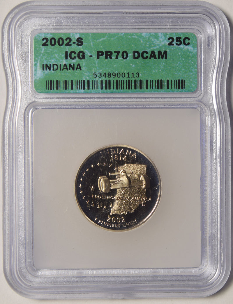 2002-S Indiana State Quarter ICG PR-70 DCAM