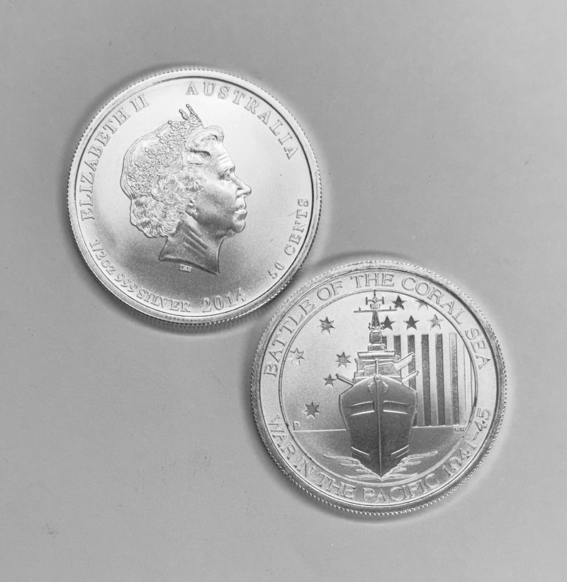2014 Battle of the Coral Sea Australian 50 cent piece . . . . Gem Brilliant Uncirculated