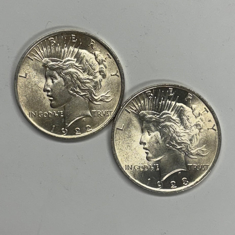 1922 and 1923 Peace Dollar Pair . . . . Brilliant Uncirculated
