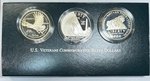 1994 U.S. Veterans 3-Piece Dollar Set Gem Brilliant Proof