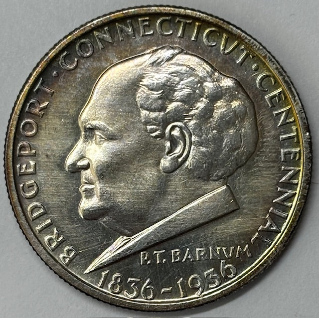 Bridgeport Half 1936 Uncirculated cleaned
