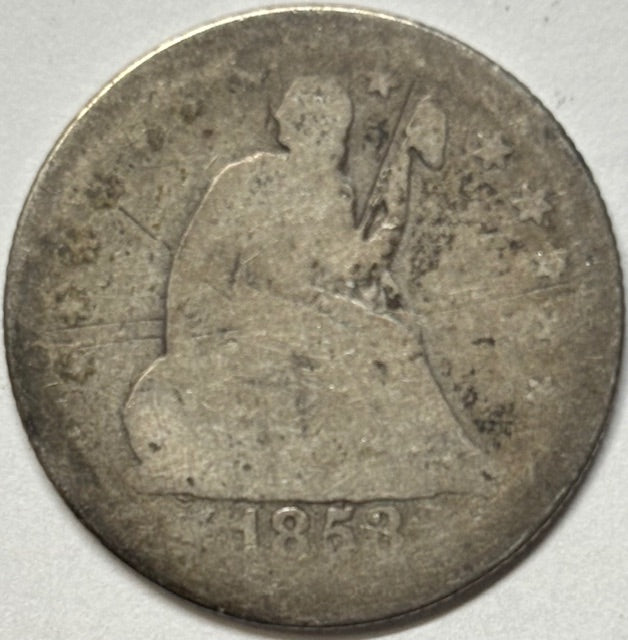 1853-O Arrows/Rays Seated Liberty Quarter Poor