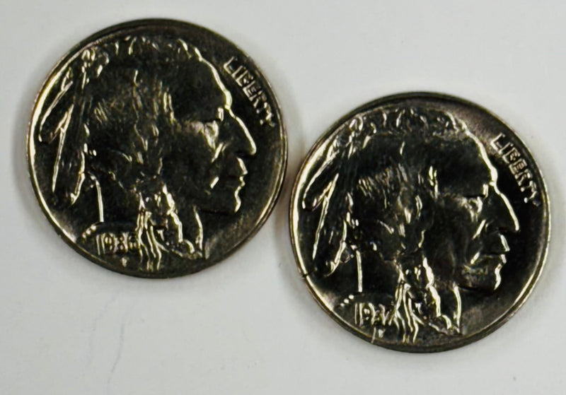 1936-D and 1937-D Buffalo Nickel Pair Gem Brilliant Uncirculated