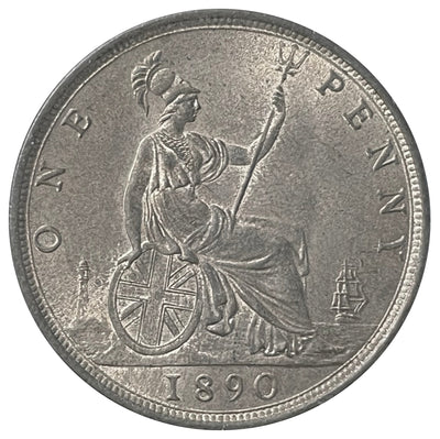 1890 British Penny Select BU Red/Brown