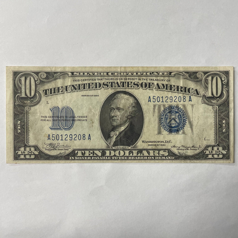 $10.00 1934 Silver Certificate Extremely Fine