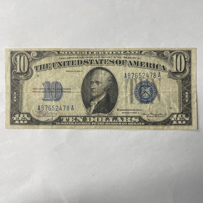 $10.00 1934 Silver Certificate Choice About Uncirculated