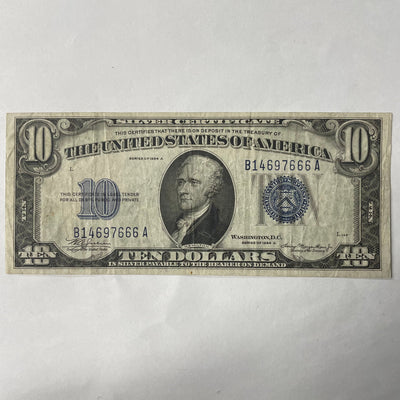 $10.00 1934 A Silver Certificate Very Fine