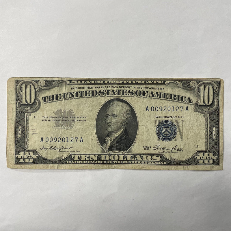 $10.00 1953 Silver Certificate Very Fine