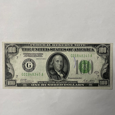 $100.00 1928 A Federal Reserve Note Choice About Uncirculated