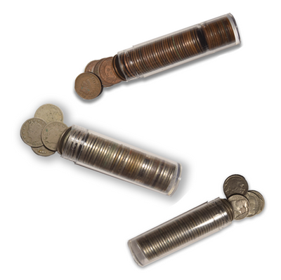 All 3 Early Collector Coin Rolls Indian Cents (Good/VG), Liberty Nickels (Good), Buffalo Nickels (VG/VF)