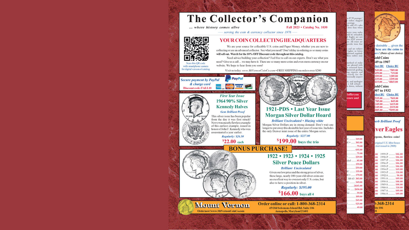 Gold, Silver, Collectible Coins, and Currency at Mount Vernon Coin Co
