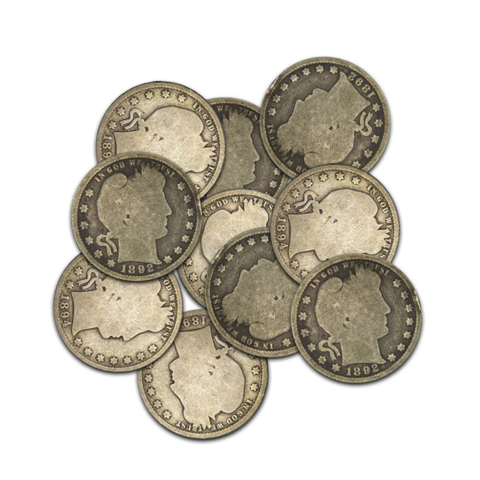 10 Different Barber Quarters Good or better condition