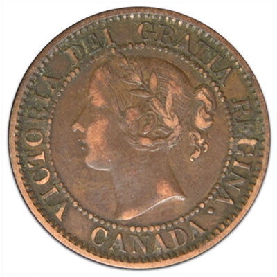 1858 Full Vine Full Stems Canadian Cent VF/XF