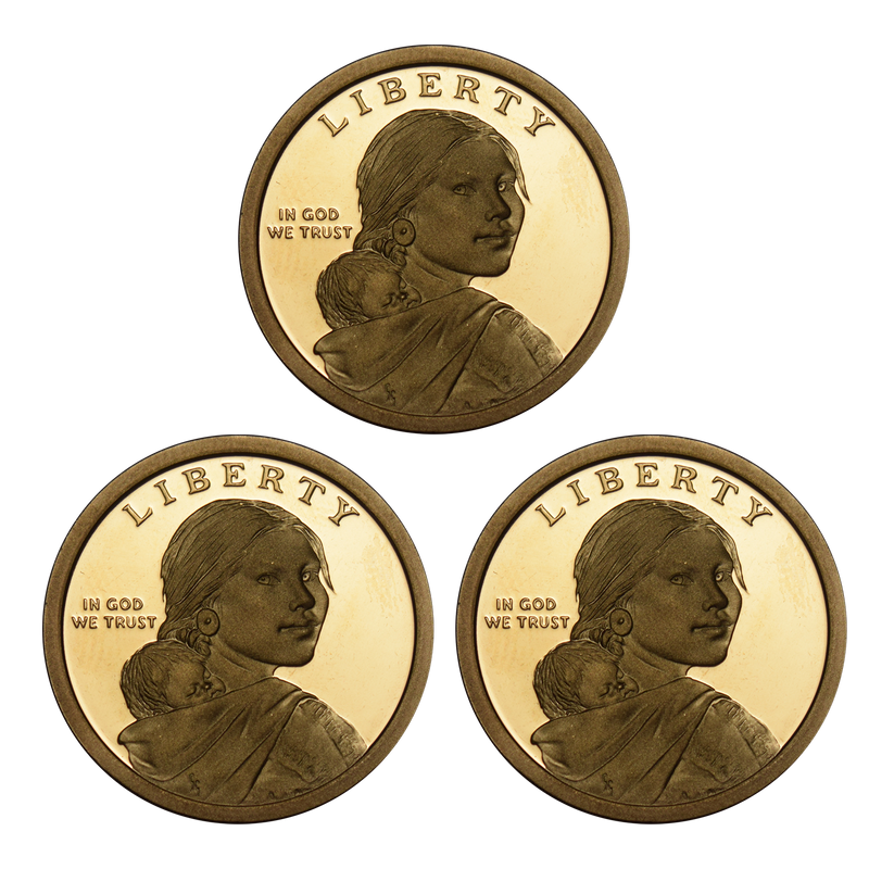 2023-P, D and S Native American Dollar Trio Choice BU and Superb Proof