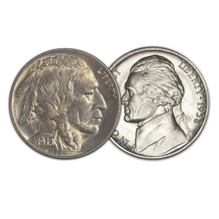 1938-D Buffalo and Jefferson Nickel Pair . . . . Gem Brilliant Uncirculated