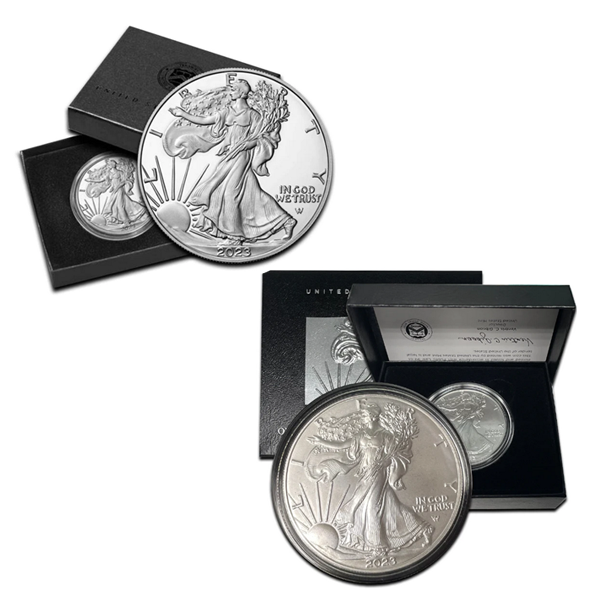 2023 Silver Eagle Pair Superb Proof and Burnished with original box and papers