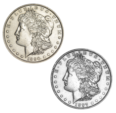 1896-O and 1897-O Morgan Dollar Pair Select Brilliant Uncirculated