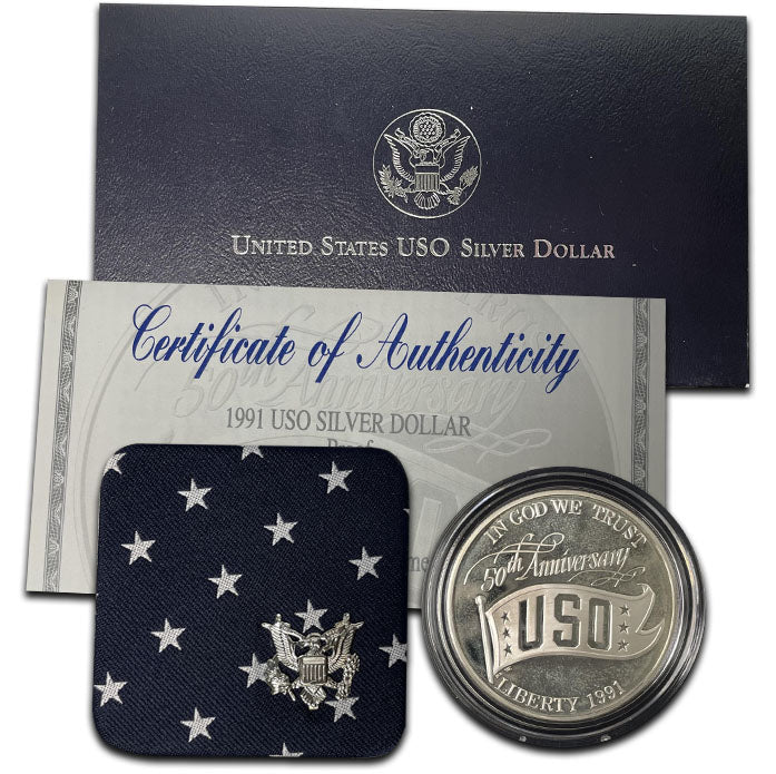 1991-S U.S.O. Silver Dollar . . . . Gem Brilliant Proof in original U.S. Mint Box