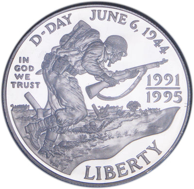 1991-1995-W WWII 50th Anniversary Silver Dollar Gem Brilliant Proof in original U.S. Mint Box