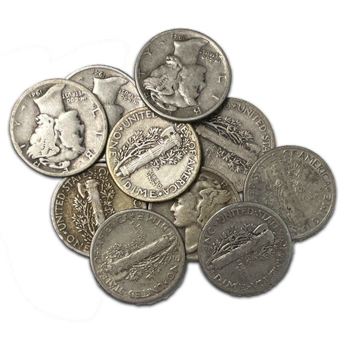 10 Different Mercury Dimes . . . . Good or better condition