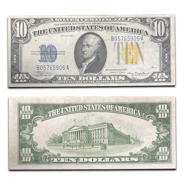 $10.00 1934 A -North Africa- Silver Certificate . . . . Choice About Uncirculated