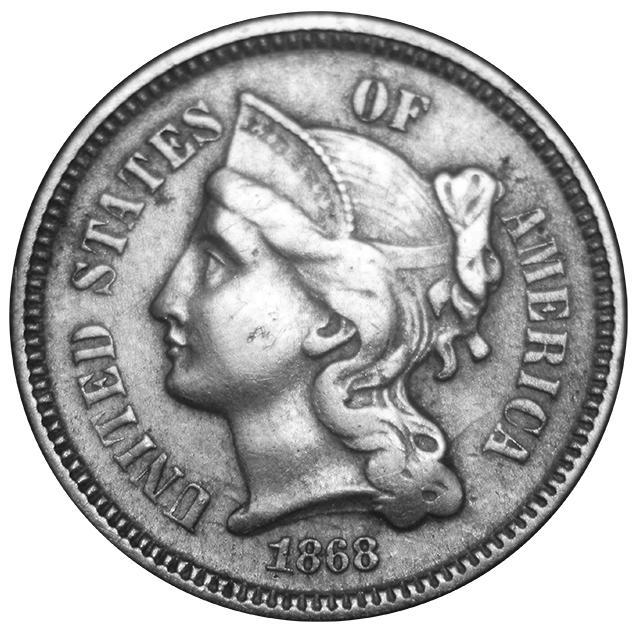 1868 Nickel Three Cent Piece . . . . Extremely Fine