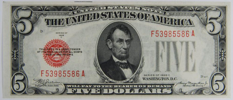 $5.00 1928 C United States Note . . . . Superb Crisp Uncirculated