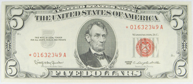 $5.00 1963 United States Note STAR . . . . Gem Crisp Uncirculated