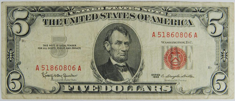 $5.00 1963 United States Note . . . . Fine
