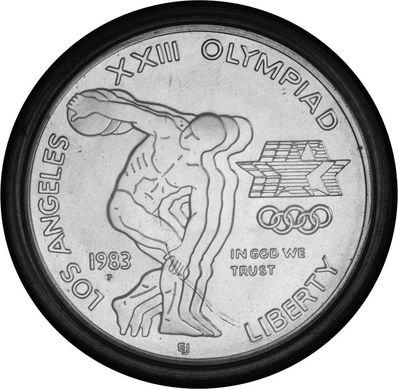 1983-P LA Olympic Discus Thrower Silver Dollar . . . . Gem BU in original U.S. Mint Capsule