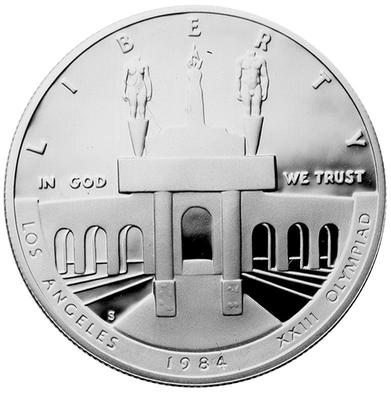 1984-S LA Olympic Coliseum Silver Dollar . . . . Gem BU in original U.S. Mint Box