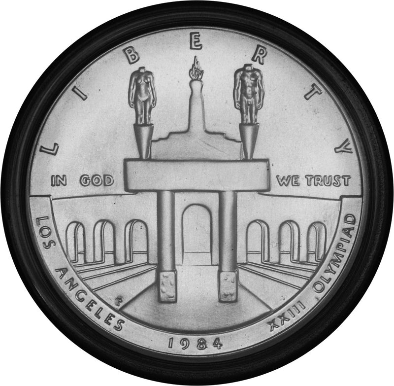 1984-P LA Olympic Coliseum Silver Dollar . . . . Gem BU in original U.S. Mint Capsule