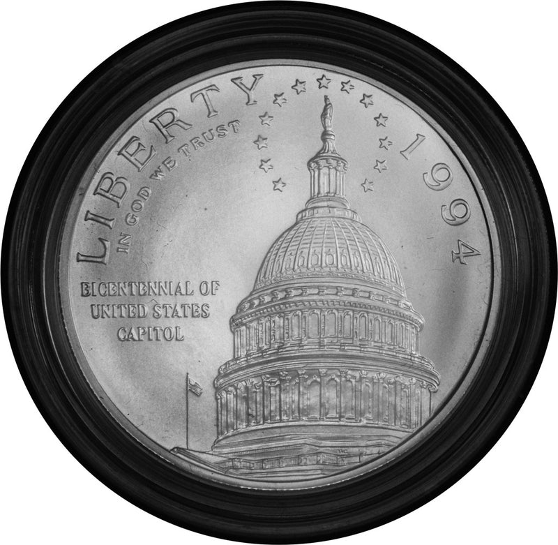 1994-D U.S. Capitol Bicentennial Silver Dollar . . . . Gem BU in original U.S. Mint Capsule