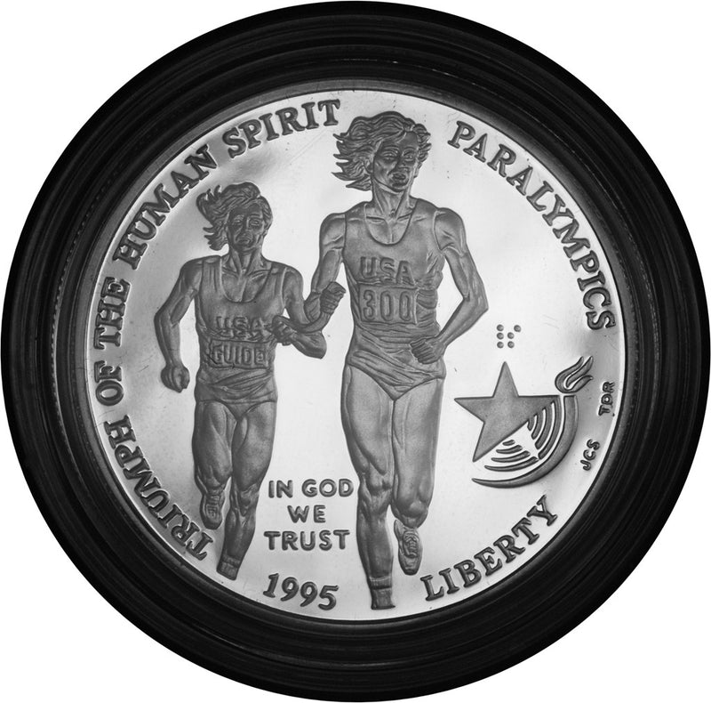 1995-P Paralympic Blind Runner Silver Dollar . . . . Gem Brilliant Proof in Original U.S. Mint Capsule
