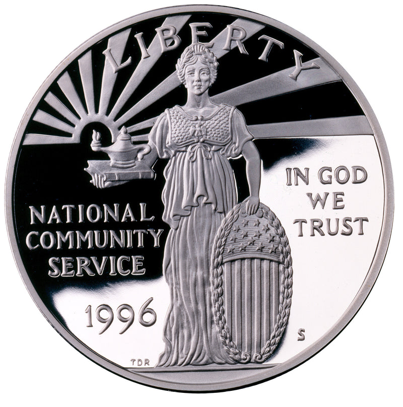 1996-S National Community Service Silver Dollar . . . . Gem Brilliant Proof in original U.S. Mint Capsule