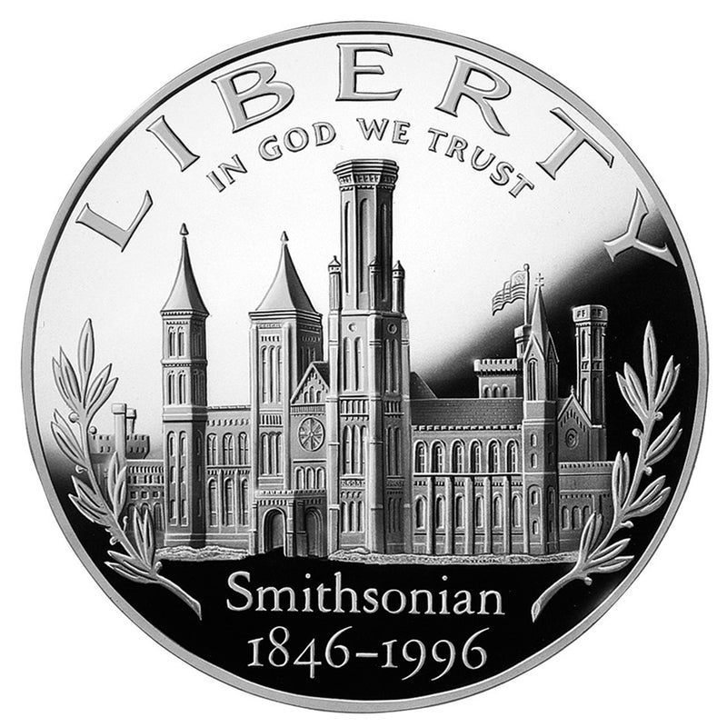 1996-P Smithsonian 150th Anniversary Silver Dollar . . . . Gem Brilliant Proof in Original U.S. Mint Capsule