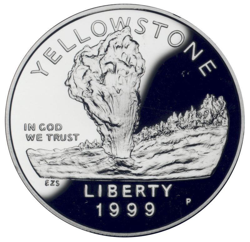1999-P Yellowstone National Park Silver Dollar . . . . Gem Brilliant Proof in Original U.S. Mint Capsule