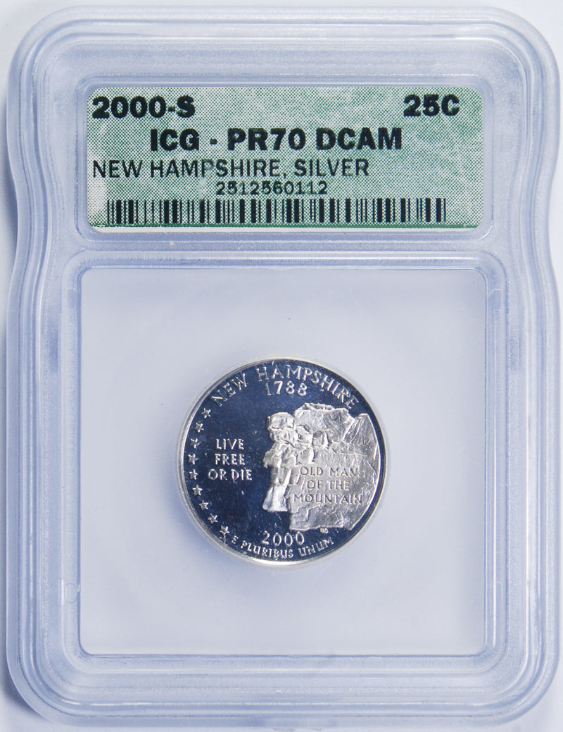2000-S New Hampshire State Quarter . . . . ICG PR-70 Deep Cameo Silver