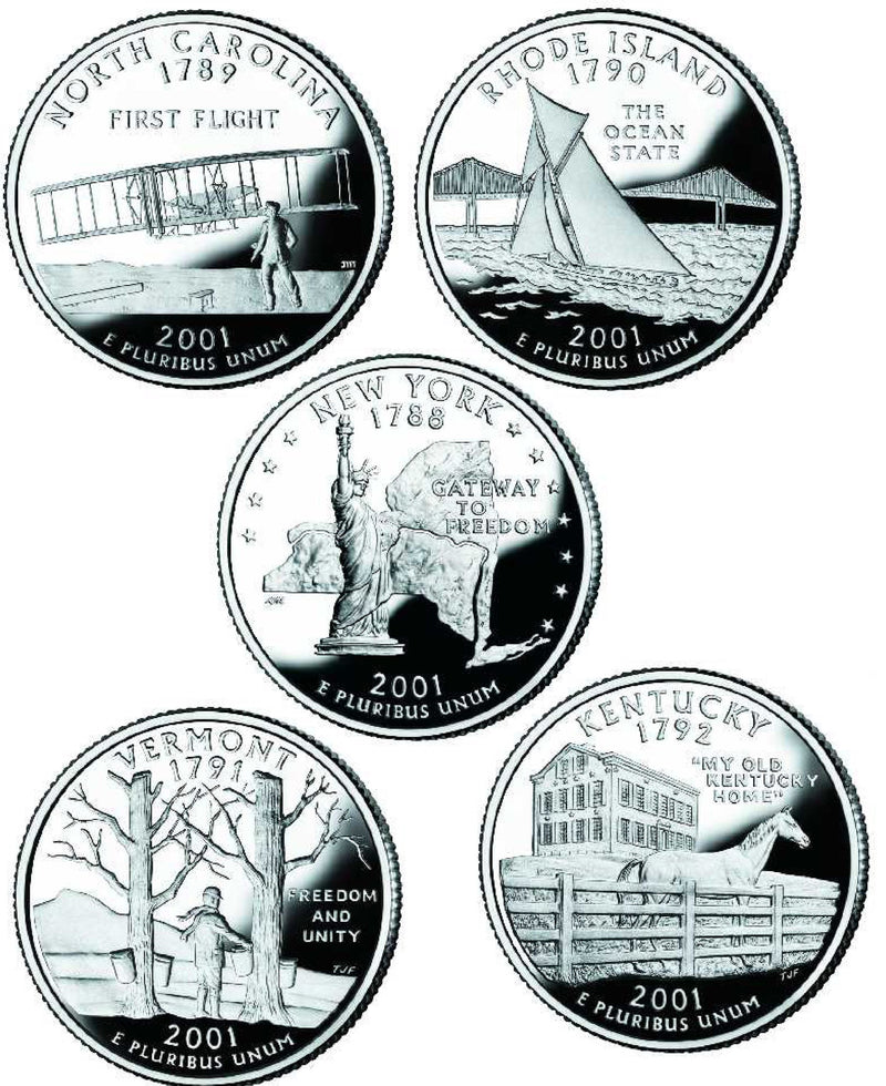 All 10 2001-P and D State Quarters . . . . Choice BU
