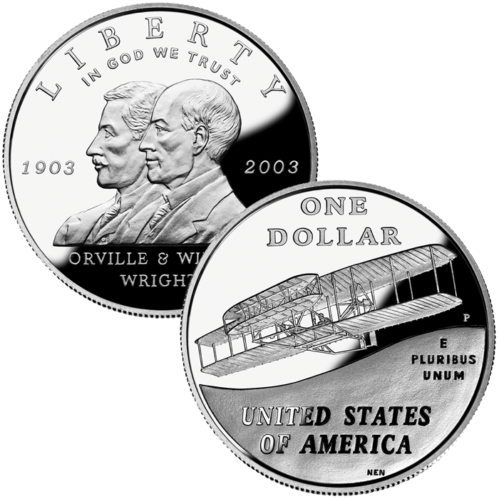 2003-P First Flight Centennial Silver Dollar . . . . Gem Brilliant Proof in original U.S. Mint Capsule