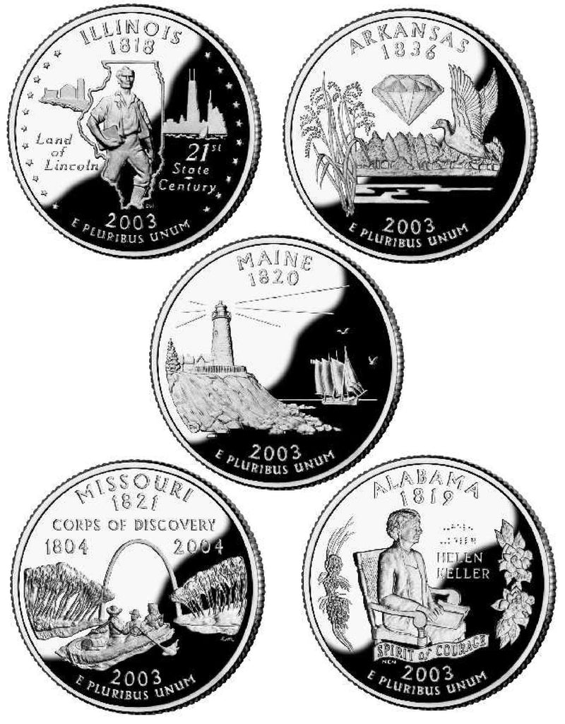 All 10 2003-P and D State Quarters . . . . Choice BU