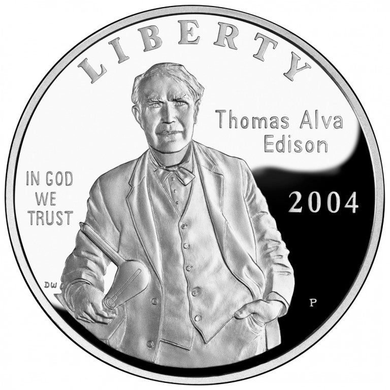 2004-P Thomas Alva Edison Silver Dollar . . . . Gem Brilliant Proof in original U.S. Mint Box