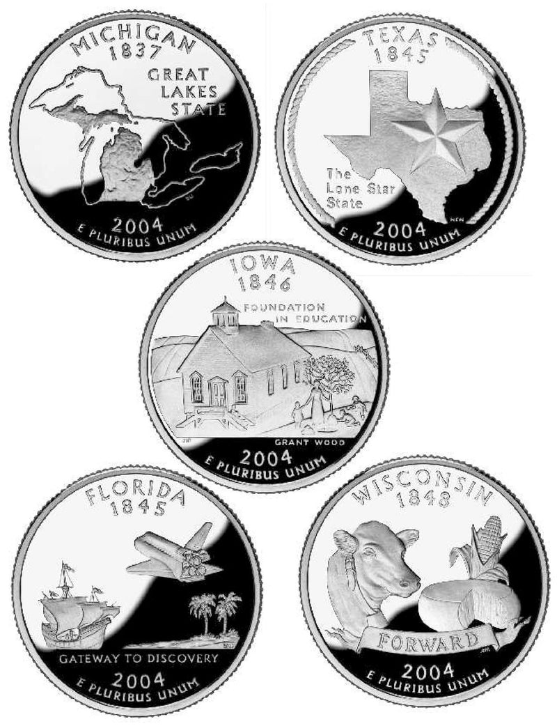 All 10 2004-P and D State Quarters . . . . Choice BU