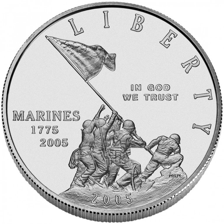 2005-P Marine Corps 230th Anniversary Silver Dollar . . . . Gem BU in original U.S. Mint Box