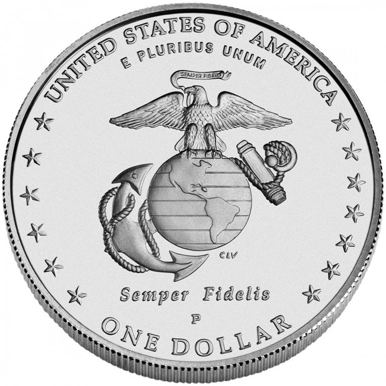 2005-P Marine Corps 230th Anniversary Silver Dollar . . . . Gem BU in original U.S. Mint Capsule
