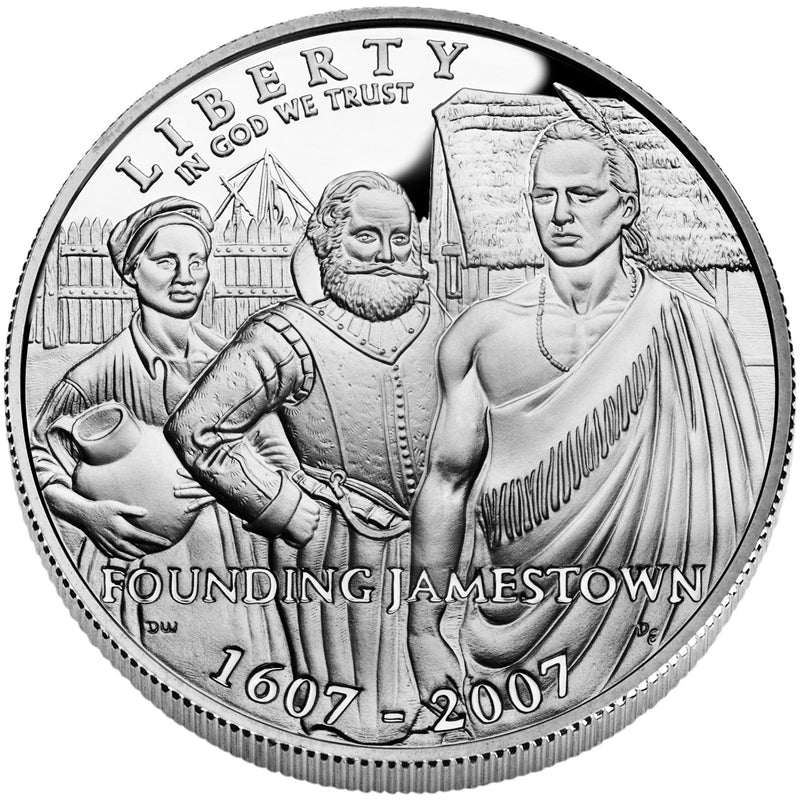 2007-P Jamestown 400th Anniversary Silver Dollar . . . . Gem Brilliant Proof in Original U.S. Mint Capsule