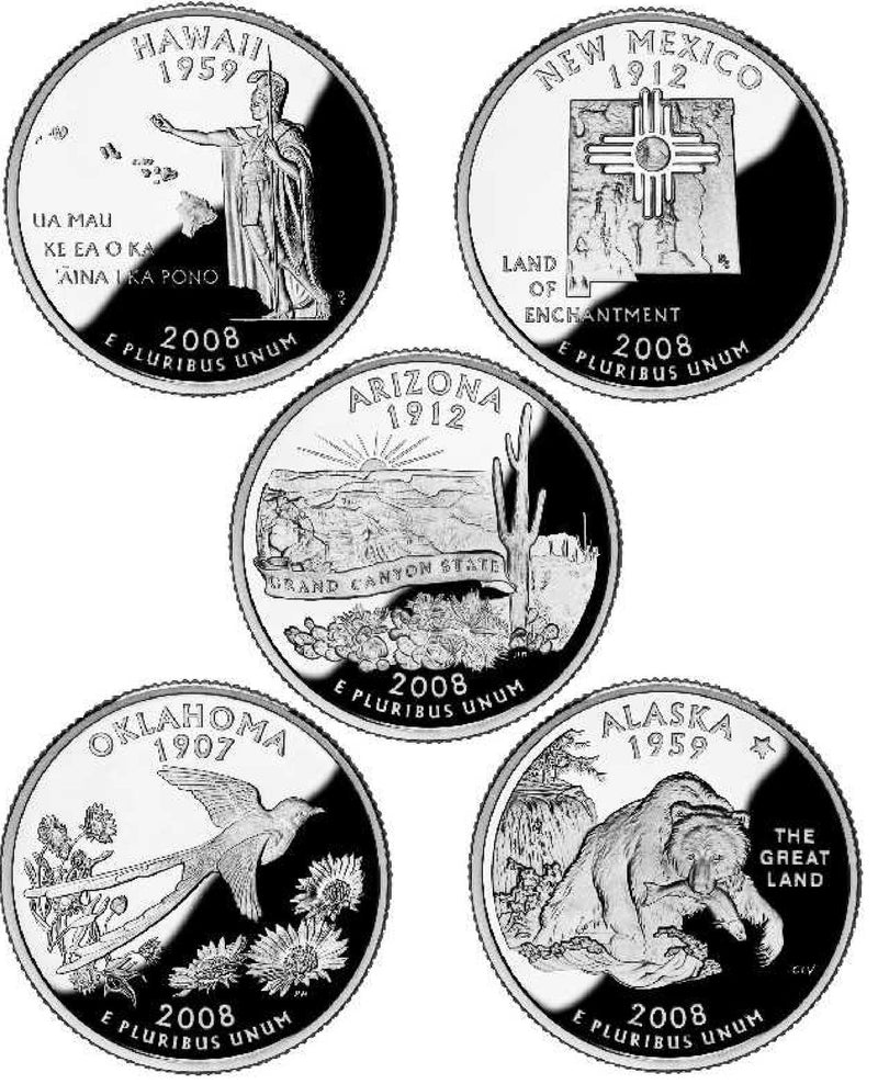 All 10 2008-P and D State Quarters . . . . Choice BU