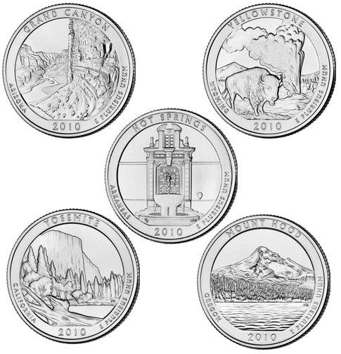 All 10 2010-P and D America the Beautiful Quarters . . . . Choice BU