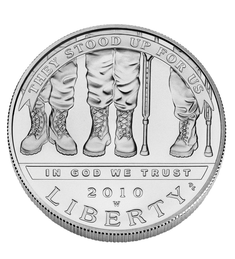 2010-W American Veterans Disabled for Life Silver Dollar . . . . Gem BU in Original U.S. Mint Capsule